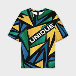 Мужская футболка оверсайз Разноцветный геометрический узор - уникальный
