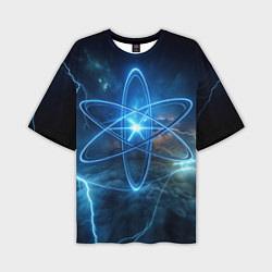 Мужская футболка оверсайз Светящийся атом и молнии
