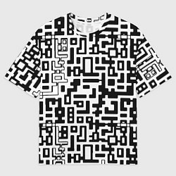 Мужская футболка оверсайз Чёрно-белая глитч инфекция