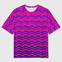 Мужская футболка оверсайз Розовые линии и чёрные полосы