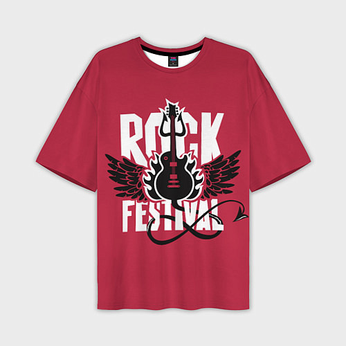 Мужская футболка оверсайз Рок фестиваль - гитара / 3D-принт – фото 1