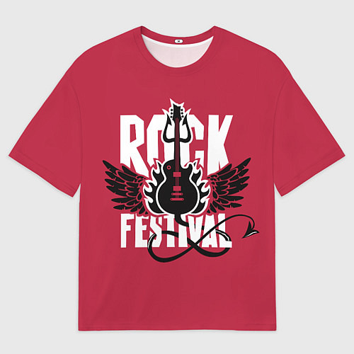 Мужская футболка оверсайз Рок фестиваль - гитара / 3D-принт – фото 1