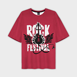 Мужская футболка оверсайз Рок фестиваль - гитара