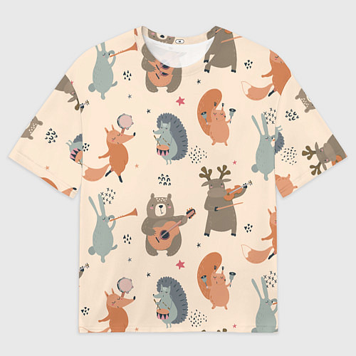 Мужская футболка оверсайз Животные с инструментами / 3D-принт – фото 1