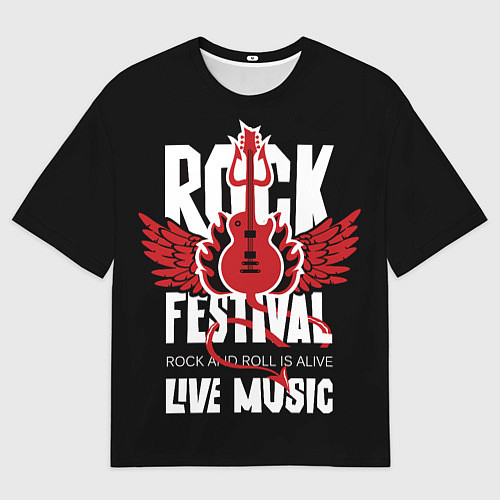 Мужская футболка оверсайз Rock festival - live music / 3D-принт – фото 1