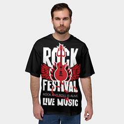 Футболка оверсайз мужская Rock festival - live music, цвет: 3D-принт — фото 2