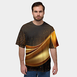 Футболка оверсайз мужская Золотая стильная абстракция на черном фоне, цвет: 3D-принт — фото 2