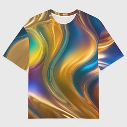 Футболка оверсайз мужская Жидкий разноцветный металл, цвет: 3D-принт