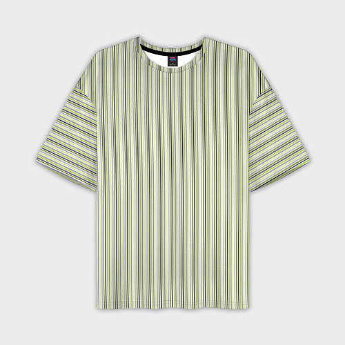 Мужская футболка оверсайз Светлый серо-зелёный полосатый / 3D-принт – фото 1