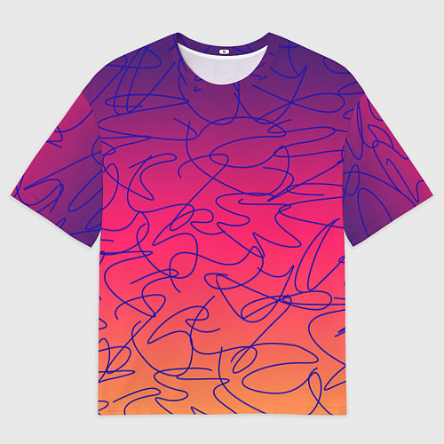 Мужская футболка оверсайз Каракули на градиентном фоне / 3D-принт – фото 1
