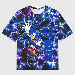 Мужская футболка оверсайз Sonic x blue