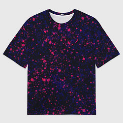 Футболка оверсайз мужская Абстракция чёрно-синий с розовыми кляксами, цвет: 3D-принт
