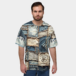Футболка оверсайз мужская State California - пэчворк, цвет: 3D-принт — фото 2