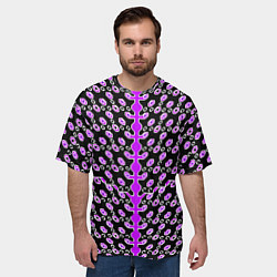 Футболка оверсайз мужская Розовые киберпанк ячейки на чёрном фоне, цвет: 3D-принт — фото 2
