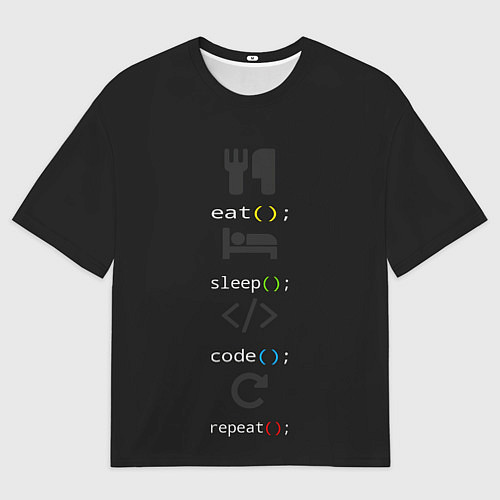Мужская футболка оверсайз Будни программиста / 3D-принт – фото 1