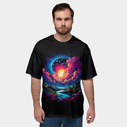 Футболка оверсайз мужская Закат в мегаполисе, цвет: 3D-принт — фото 2