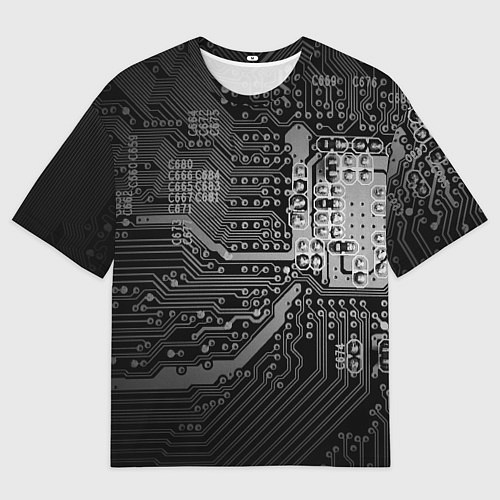 Мужская футболка оверсайз Микросхема плата / 3D-принт – фото 1