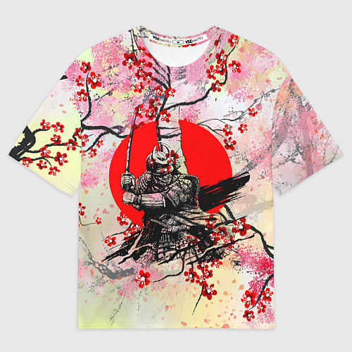 Мужская футболка оверсайз Samurai v sakure / 3D-принт – фото 1