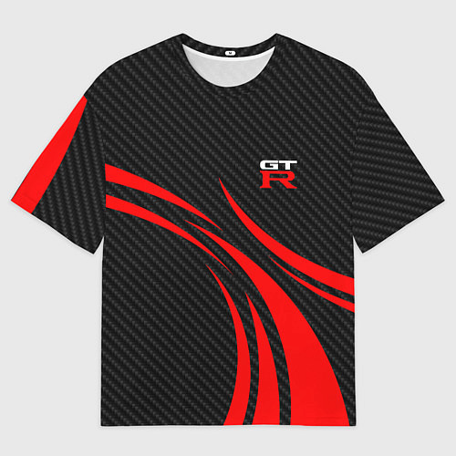 Мужская футболка оверсайз GTR Nissan - Carbon and red / 3D-принт – фото 1