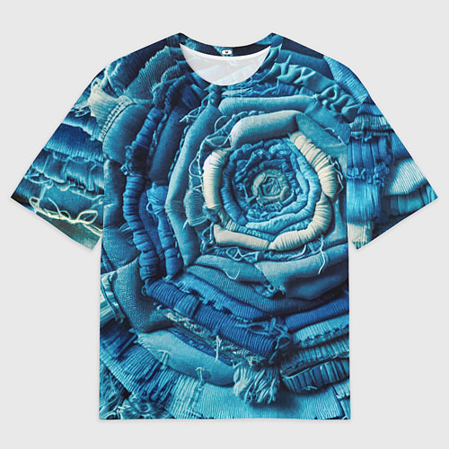 Мужская футболка оверсайз Джинсовая роза - нейросеть / 3D-принт – фото 1