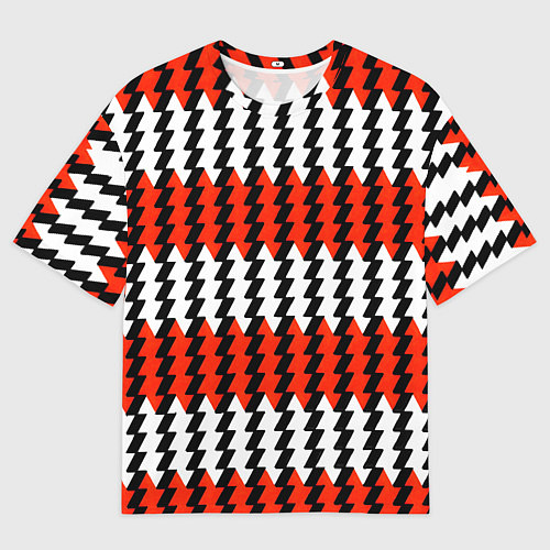 Мужская футболка оверсайз Вертикальные красно-белые полосы / 3D-принт – фото 1