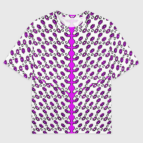 Мужская футболка оверсайз Розовые киберпанк ячейки на белом фоне / 3D-принт – фото 1