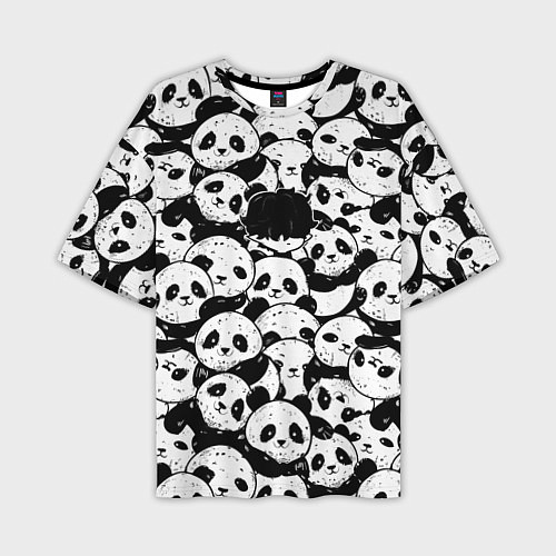 Мужская футболка оверсайз Выходной господина злодея с пандами / 3D-принт – фото 1