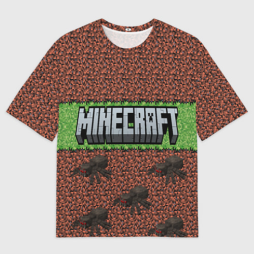 Мужская футболка оверсайз Minecraft logo with spider / 3D-принт – фото 1