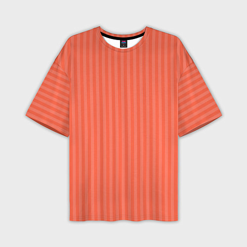 Мужская футболка оверсайз Полосатый розово-оранжевый / 3D-принт – фото 1