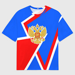 Футболка оверсайз мужская Герб России - патриотические цвета, цвет: 3D-принт