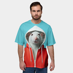 Футболка оверсайз мужская Крыс в балахоне, цвет: 3D-принт — фото 2