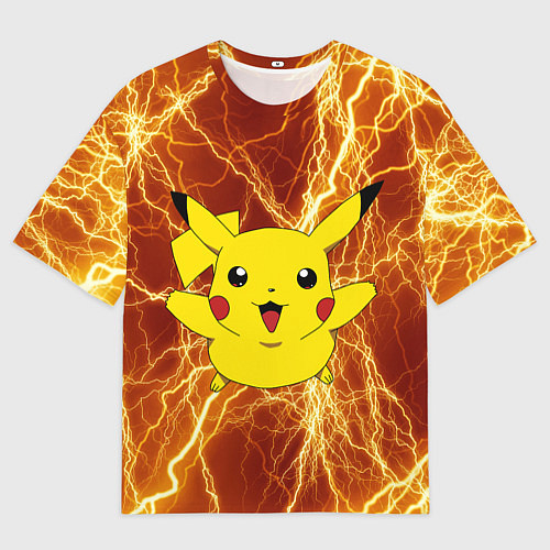 Мужская футболка оверсайз Pikachu yellow lightning / 3D-принт – фото 1