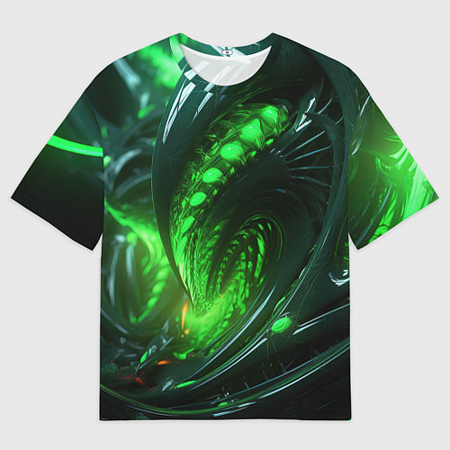 Мужская футболка оверсайз Кислотная зеленая яркая неоновая абстракция / 3D-принт – фото 1