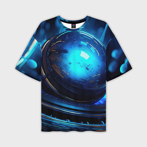 Мужская футболка оверсайз Кислотная синяя яркая неоновая абстракция / 3D-принт – фото 1