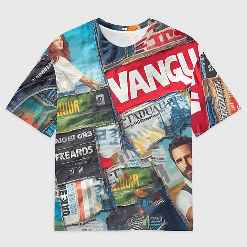 Мужская футболка оверсайз Vanguard collage - ai art patchwork / 3D-принт – фото 1