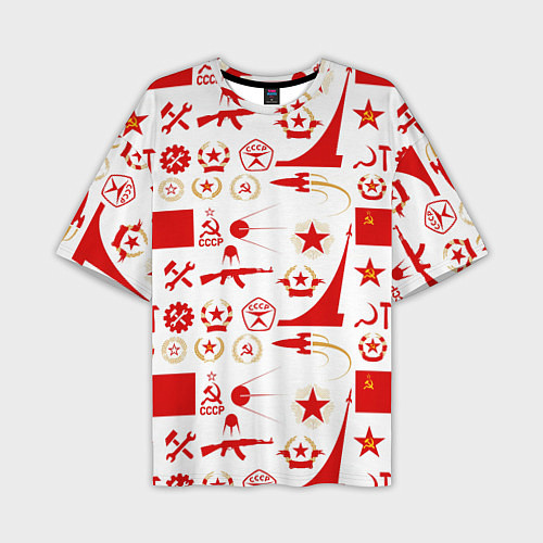 Мужская футболка оверсайз СССР знак качества красный / 3D-принт – фото 1