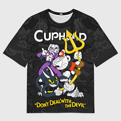 Мужская футболка оверсайз Cuphead devil trident