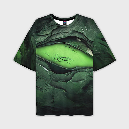 Мужская футболка оверсайз Разрез на зеленой абстракции / 3D-принт – фото 1