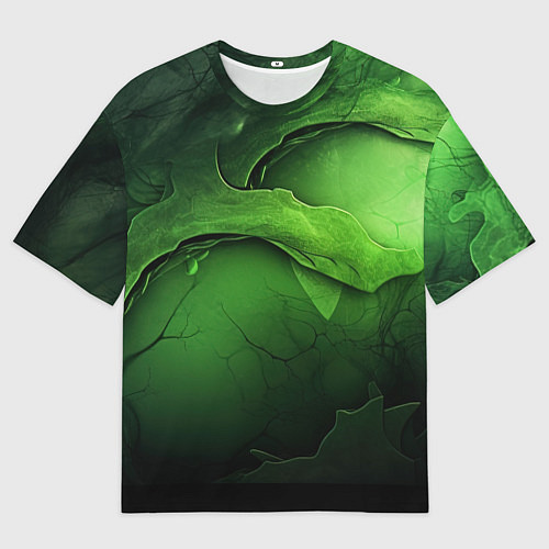 Мужская футболка оверсайз Зеленая яркая абстрактная текстура / 3D-принт – фото 1