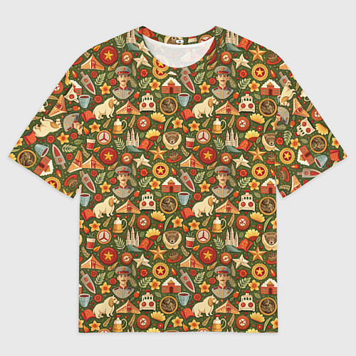 Мужская футболка оверсайз Солдат и символика СССР / 3D-принт – фото 1