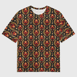 Мужская футболка оверсайз Паттерн СССР черный фон