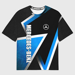 Мужская футболка оверсайз Mercedes - blue metal
