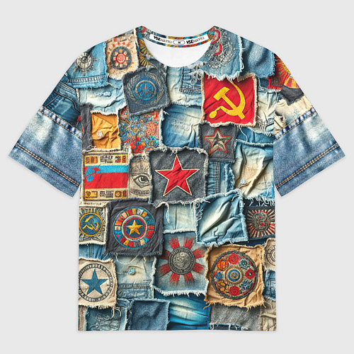 Мужская футболка оверсайз Ретро пэчворк СССР / 3D-принт – фото 1