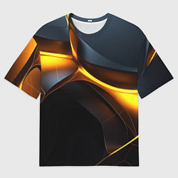Футболка оверсайз мужская Разлом черных плит и оранжевая лава, цвет: 3D-принт