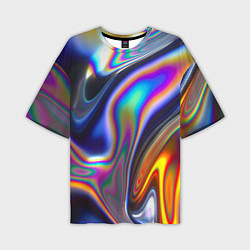 Мужская футболка оверсайз Абстрактный разноцветный жидкий металл