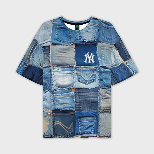 Мужская футболка оверсайз Patchwork - New York yankees baseball team / 3D-принт – фото 1
