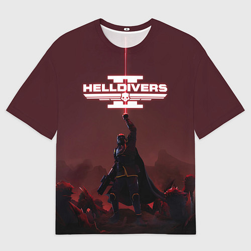 Мужская футболка оверсайз Helldivers 2: Адский десантник / 3D-принт – фото 1