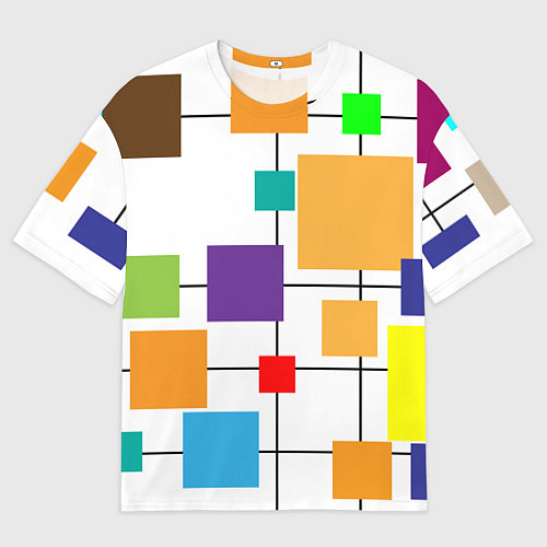 Мужская футболка оверсайз Разноцветные квадраты паттерны / 3D-принт – фото 1