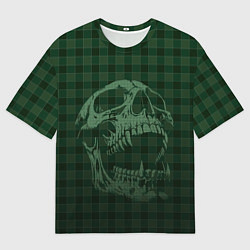 Мужская футболка оверсайз Клетчатый череп