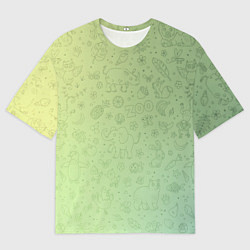 Мужская футболка оверсайз Соцсети зеленый фон